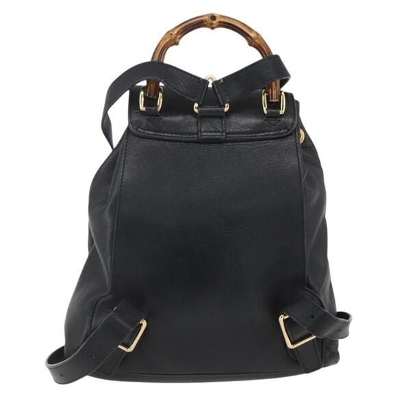 GUCCI Bamboo Backpack Leather Black Gold 003 1956 0030 Auth ka1325 main image 8